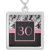 30th Birthday Pendant - Elegant Damask
