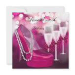 30th Birthday Pink Shoes Hi Heels Champagne 2 invitations