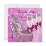 30th Birthday Pink Shoes Hi Heels Champagne 2 invitations