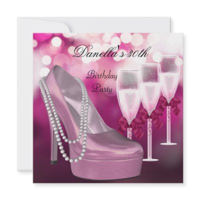 30th Birthday Pink Shoes Hi Heels Champagne by Zizzago