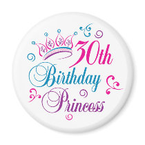 30th Birthday Princess Fridge Magnets