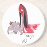 30th Birthday Red Stiletto Shoes and Lilies Coaste coasters