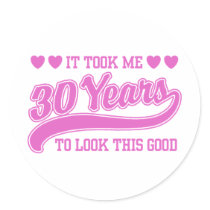 30th Birthday Round Sticker