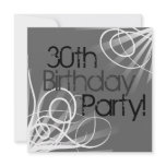 30th Charcoal Swirl Custom Invitations front/back