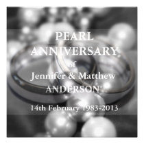 30th Pearl Wedding Anniversary Celebaration(B&W) invitations