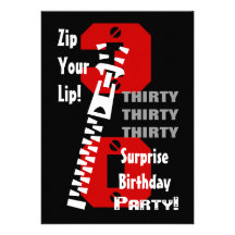 30th SURPRISE Birthday Black Red White B473 Personalised Announcements
