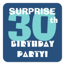 30th SURPRISE Birthday Party Navy and Aqua Blue