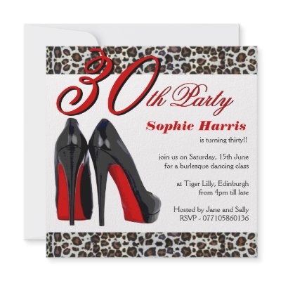 30th Thirtieth Birthday Party Stiletto Heels Personalized Invitations by claire_shearer