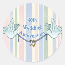 30th Wedding Anniversary Gifts Round Sticker