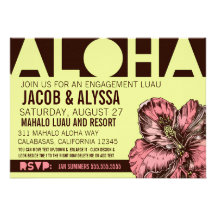 311 Aloha World Lime Pink Invitations