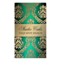 311 Alonnah Damask Island Aqua Green Metallic Business Card