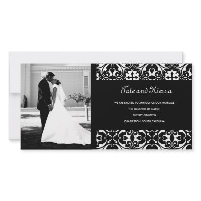 311-BLACK DAMASK WEDDING PHOTO CARD by Jill311