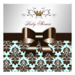 311 Blackberry Brown Damask Blue Brown Personalized Announcements