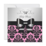 311-Blackberry Pink Damask Black Bow | Baby Shower