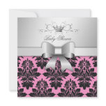 311-Blackberry Sweet Pink Damask Bow | Baby Shower