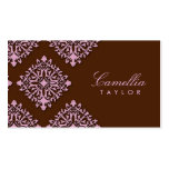 311-Camellia Pink & Brown Damask Business Cards