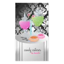 311-Candy Caterer Version 2 Damask Shimmer Business Card Template