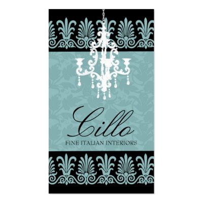 311-CHANDELIER TEAL DAMASK BUSINESS CARDS by Jill311