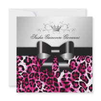 311- Chic Hot Pink Leopard Bow  | Sweet 16