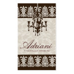 311-CHOCOLATE CREAM CHANDELIER  DAMASK BUSINESS CARD TEMPLATES