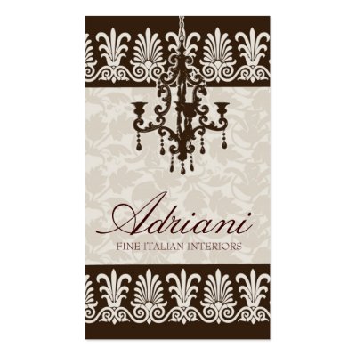 311-CHOCOLATE CREAM CHANDELIER  DAMASK BUSINESS CARD TEMPLATES by Jill311