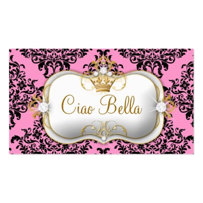 311 Ciao Bella & Lovey Dovey Damask Pink Business Card Templates by Jill311