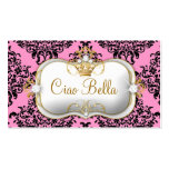 311 Ciao Bella & Lovey Dovey Damask Pink Business Card Templates