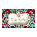 311 Ciao Bella & Lovey Dovey Damask Red Turquiose business cards