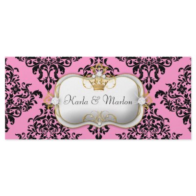 311 Ciao Bella Lovey Dovey Damask Wedding Program Personalized Rack Card by Jill311