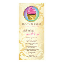 311 Couture Cakes Golden Damask Shimmer Rack Card Design