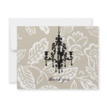 311-Creamy Mocha Vintage Damask Chandelier Custom Invite