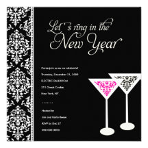 311-Damask Glass 2 | New Years Eve Personalized Announcements