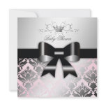 311-Damask Shimmer Black Bow Pink Baby Shower