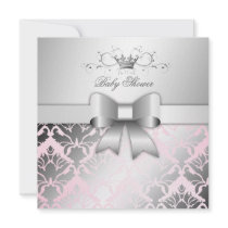 311-Damask Shimmer Bow Precious Pink Baby Shower