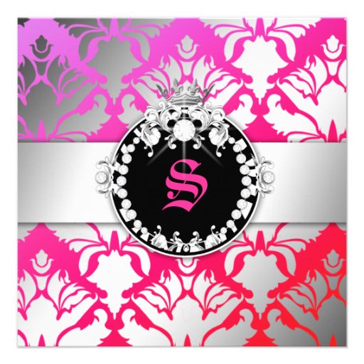 311-Damask Shimmer Queen Kisses Purple Punch 40 Custom Announcement