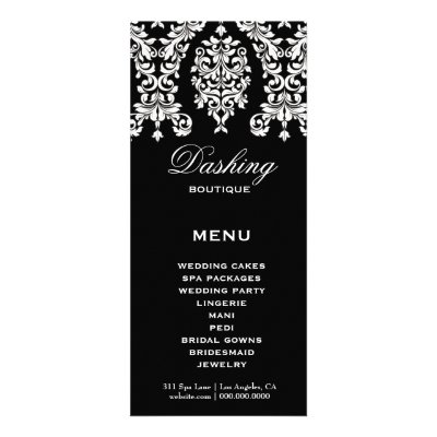 311 Dashing Damask Black White Full Color Rack Card by Jill311