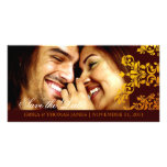 311 Dashing Damask Fresh Orange Yellow Save Date Photo Cards