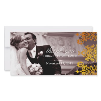 311 Dashing Damask | Fresh Orange Yellow Thank You Photo Card Template by Jill311