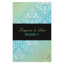 311-Dazzling Damask Turquoise & Lime Black Flyer Design