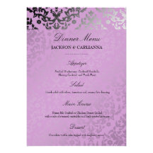 311-Dazzling Damask Wild Purple Menu Personalised Invites