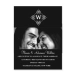 311-DIAMOND MONOGRAM WEDDING ANNOUNCEMENT POST CARD