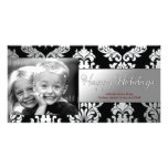 311 Elegant Damask Black Photo Card Template