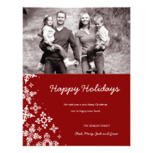 311-Falling Snow | Red Christmas Photo Card Custom Announcements