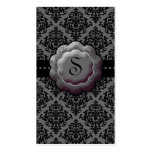 311-Fancy Schmancy Damask | Gray Monogram Business Card Templates