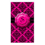 311-Fancy Schmancy Damask | Hott Pink Monogram Business Card Templates