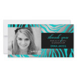 311-Faux Silver Zebra | Graduation Thank you Customized Photo Card
