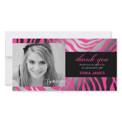 311 Faux Silver Zebra | Graduation Thank you Custom Photo Card by Jill311
