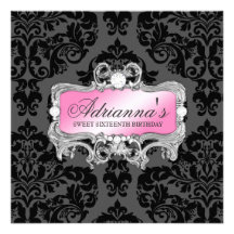311 Glam Pink Grey Damask Diamonds Announcements