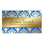311 Golden Damask Shimmer Electric Blue business cards