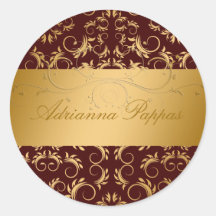 311-Golden Divine Chocolate Round Stickers